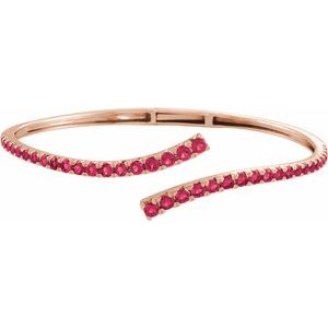 14K Rose Gold Lab-Grown Ruby Graduated Bypass Cuff 7 1/4" Bracelet