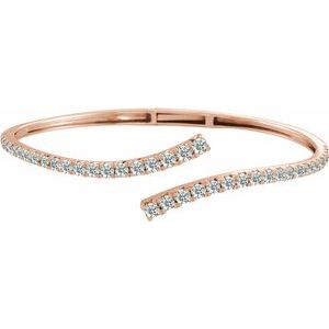 14K Rose Gold 2 5/8 CTW Lab-Grown Diamond Graduated Bypass Cuff 7" Bracelet