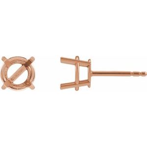 14K Rose Gold 12 mm Round 4-Prong Lightweight Earring Mounting