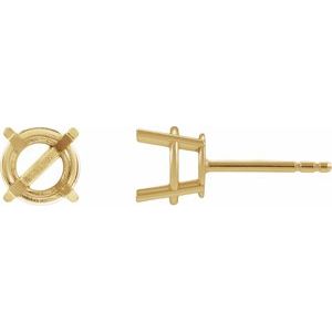 14K Yellow Gold 6 mm Round 4-Prong Lightweight Earring Mounting – image 2