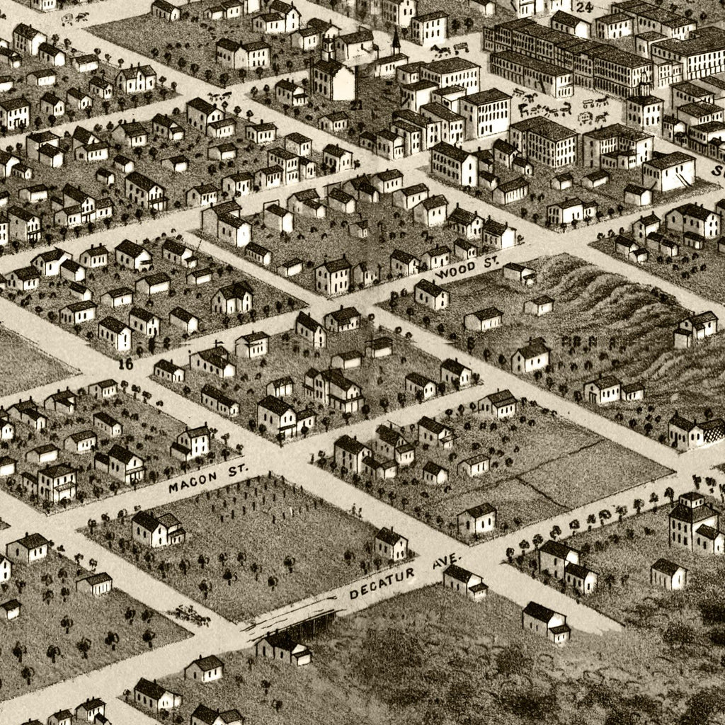 Vintage Map of Decatur, Illinois 1869