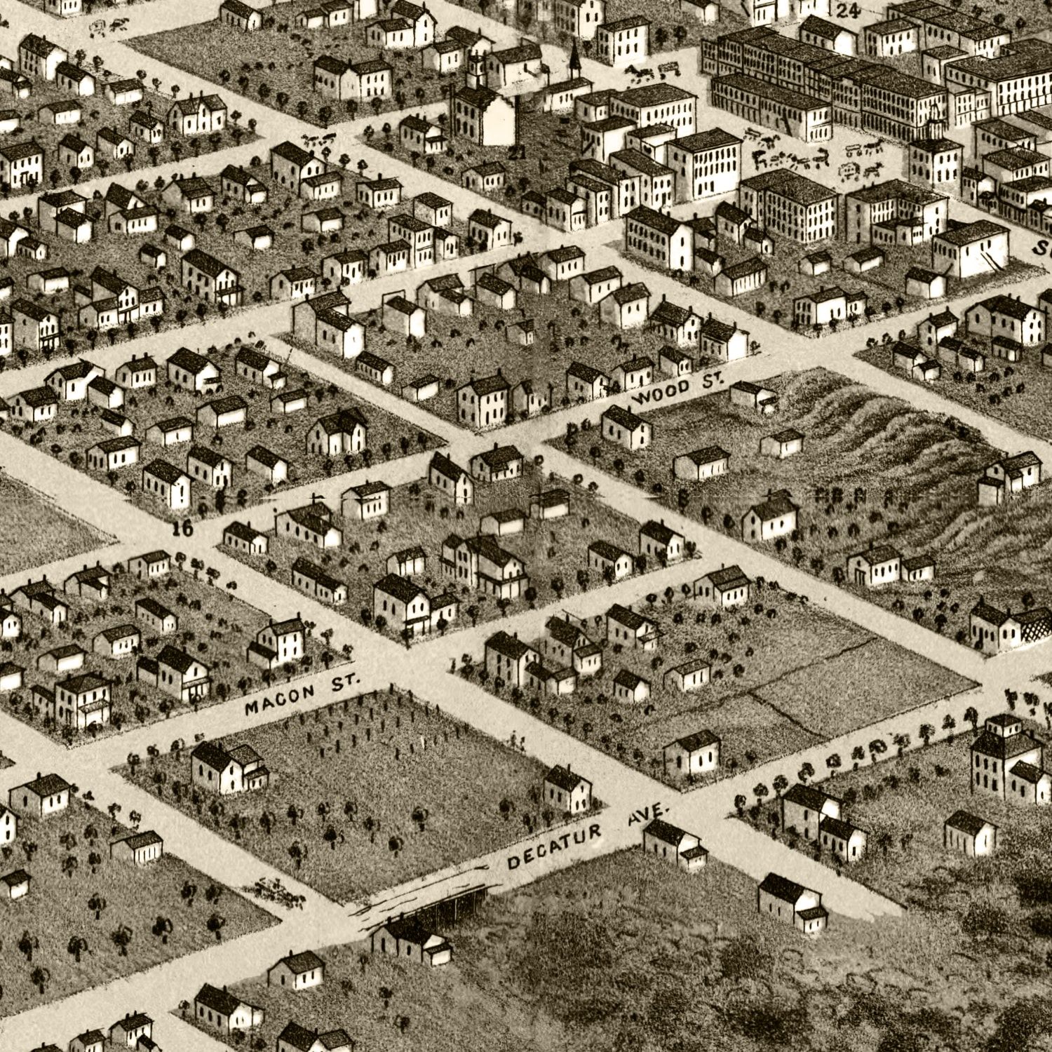 Vintage Map of Decatur, Illinois 1869