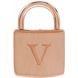 14K Rose Gold Engravable Lightweight Lock Pendant – image 4