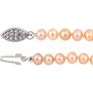 Sterling Silver Cultured Pink Freshwater Pearl Youth 5 1/2" Bracelet – image 2