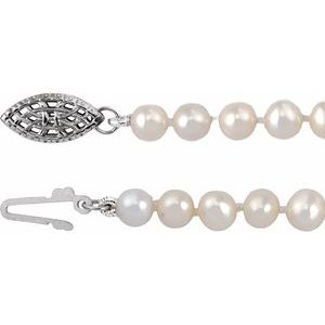 Sterling Silver Cultured White Freshwater Pearl Youth 5 1/2" Bracelet – image 2