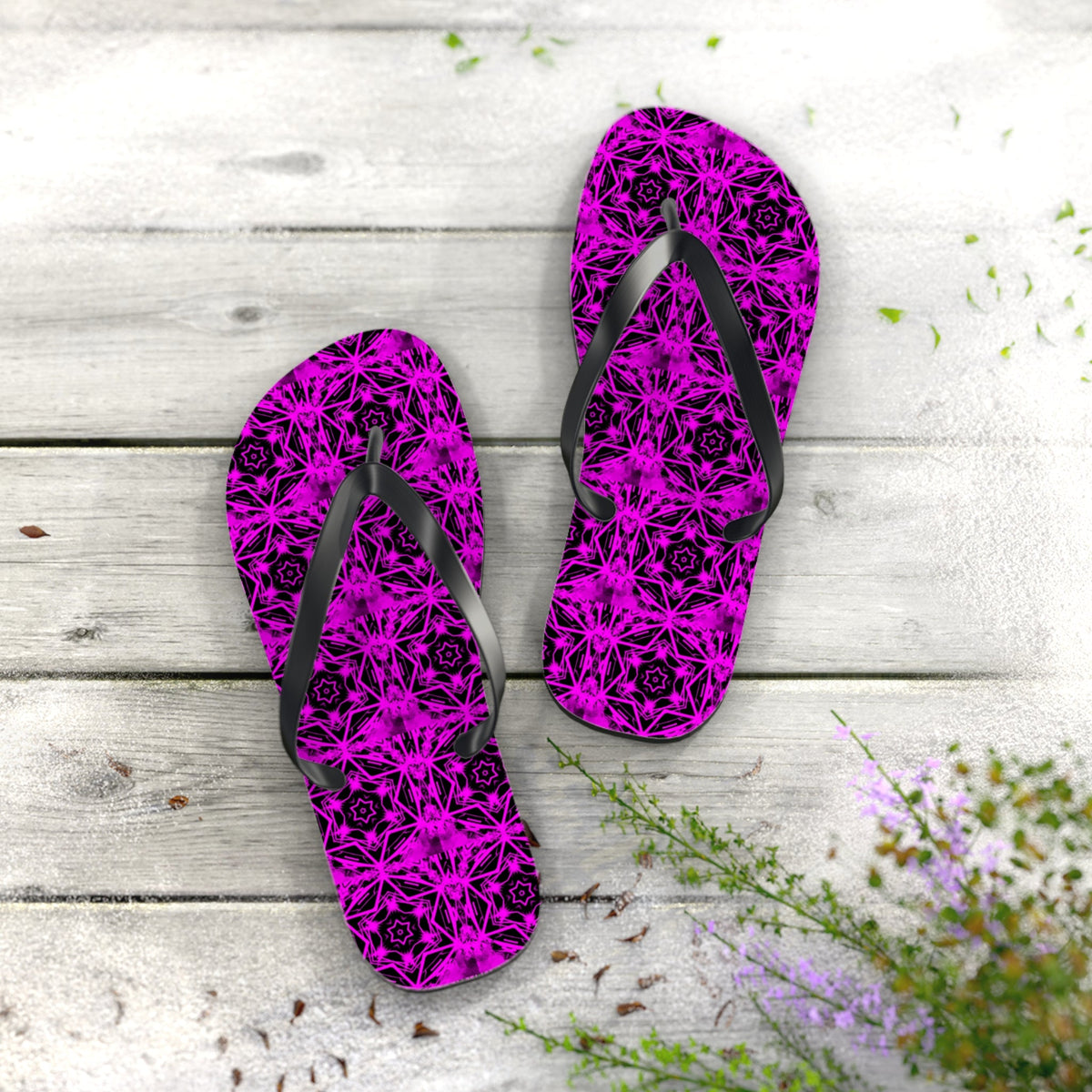 Purple Star Pattern Flip Flops for Women
