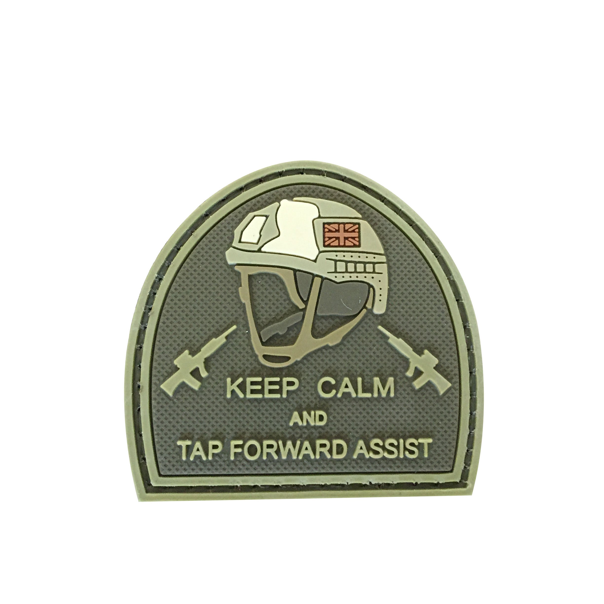 Keep Calm and Tap Forward Assist Carved Background PVC Patch Coyote Tan