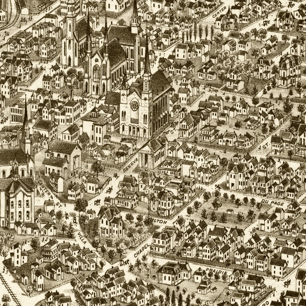 Vintage Map of Elgin, Illinois 1880