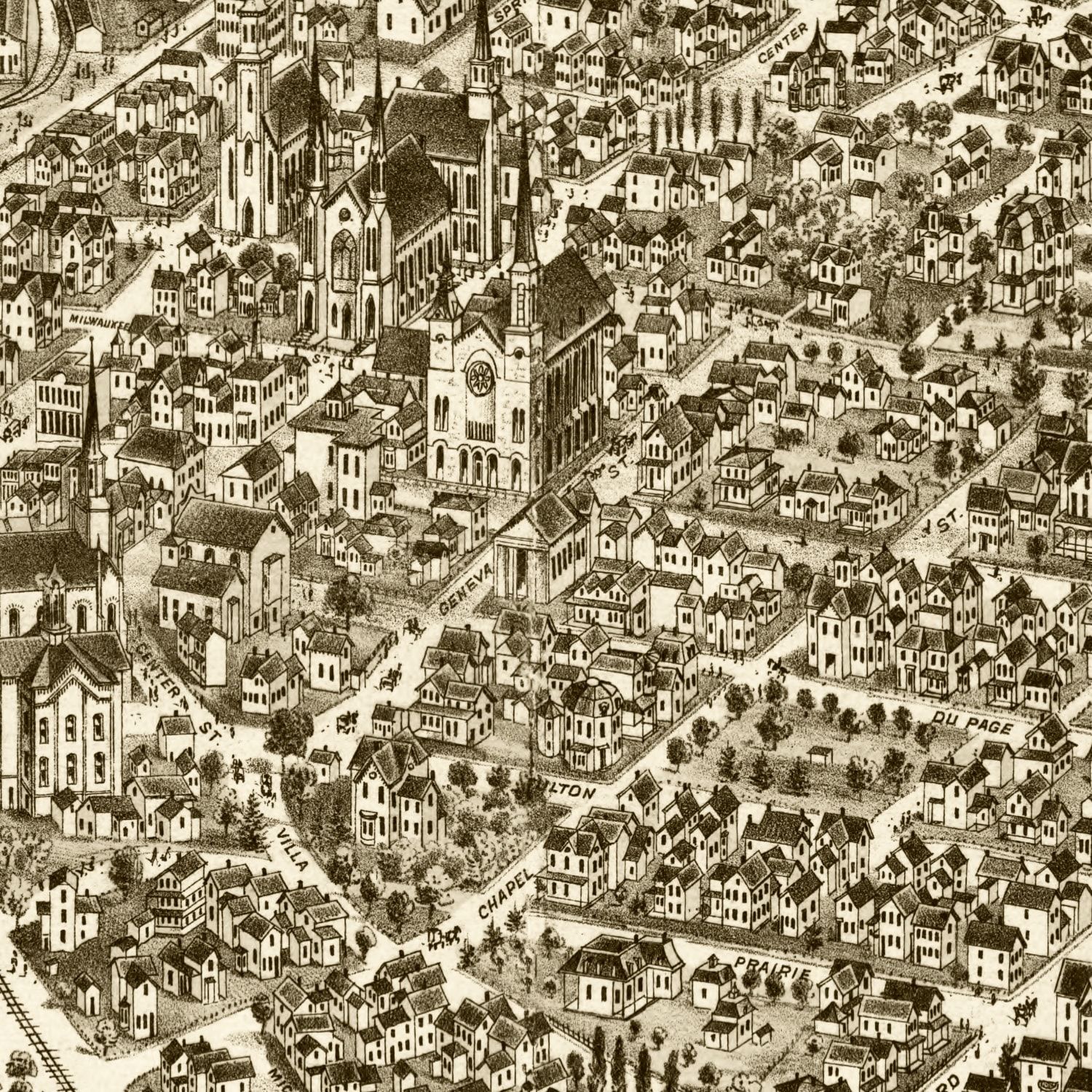 Vintage Map of Elgin, Illinois 1880