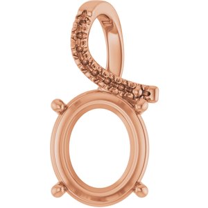 10K Rose Gold 13x11 mm Oval Pendant Mounting – image 2