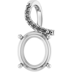 14K X1 White Gold 13x11 mm Oval Pendant Mounting – image 2