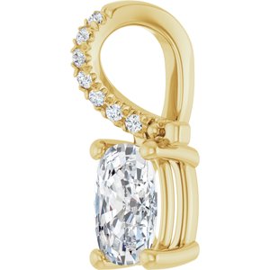 10K Yellow Gold 6.5x4.5 mm Elongated Cushion Pendant Mounting – image 3