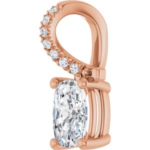 14K Rose Gold 6.5x4.5 mm Elongated Cushion Pendant Mounting – image 3