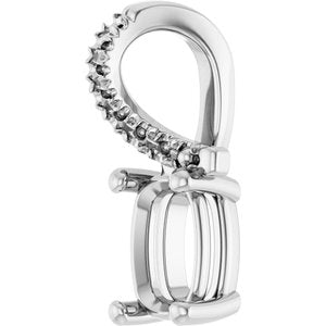14K White Gold 6.5x4.5 mm Elongated Cushion Pendant Mounting – image 4