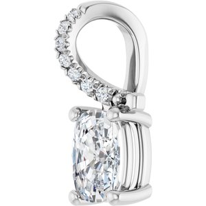 10K White Gold 6.5x4.5 mm Elongated Cushion Pendant Mounting – image 3