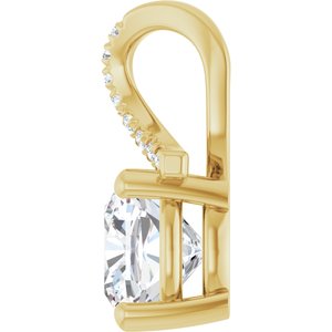 18K Yellow Gold 7.5x7.5 mm Cushion Pendant Mounting – image 5