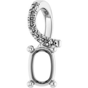 10K White Gold 6.5x4.5 mm Elongated Cushion Pendant Mounting – image 2