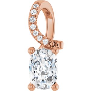 14K Rose Gold 6.5x4.5 mm Elongated Cushion Pendant Mounting