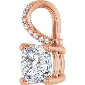 10K Rose Gold 7.5x7.5 mm Cushion Pendant Mounting – image 3