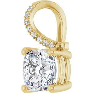 18K Yellow Gold 7.5x7.5 mm Cushion Pendant Mounting – image 3