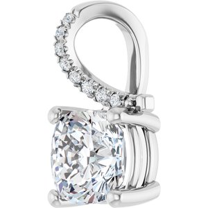 14K X1 White Gold 7.5x7.5 mm Cushion Pendant Mounting – image 3