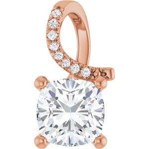 10K Rose Gold 7.5x7.5 mm Cushion Pendant Mounting