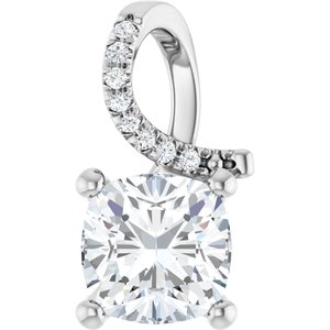 18K White Gold 7.5x7.5 mm Cushion Pendant Mounting