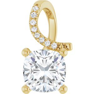 14K Yellow Gold 7.5x7.5 mm Cushion Pendant Mounting