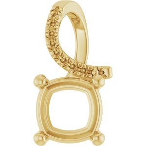 18K Yellow Gold 7.5x7.5 mm Cushion Pendant Mounting – image 2