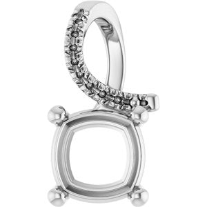 Platinum 7.5x7.5 mm Cushion Pendant Mounting – image 2