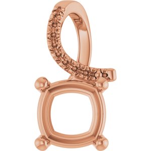 18K Rose Gold 7.5x7.5 mm Cushion Pendant Mounting – image 2