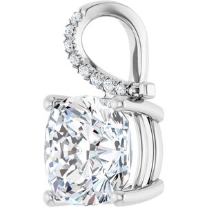 18K White Gold 11x11 mm Cushion Pendant Mounting – image 3