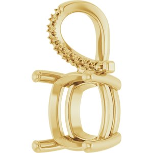 18K Yellow Gold 11x11 mm Cushion Pendant Mounting – image 4