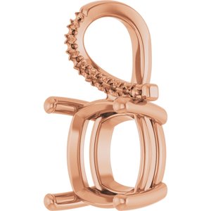 18K Rose Gold 11x11 mm Cushion Pendant Mounting – image 4