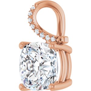 18K Rose Gold 11x11 mm Cushion Pendant Mounting – image 3