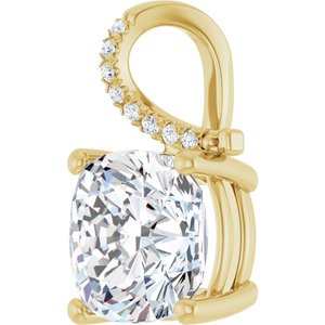 18K Yellow Gold 11x11 mm Cushion Pendant Mounting – image 3