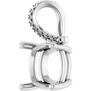 14K X1 White Gold 11x11 mm Cushion Pendant Mounting – image 4