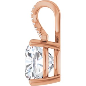 18K Rose Gold 11x11 mm Cushion Pendant Mounting – image 5