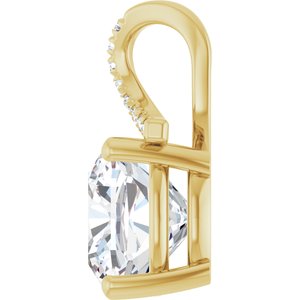 18K Yellow Gold 11x11 mm Cushion Pendant Mounting – image 5