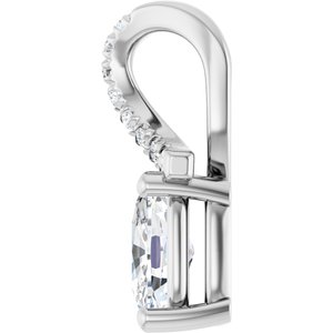10K White Gold 6.5x4.5 mm Elongated Cushion Pendant Mounting – image 5