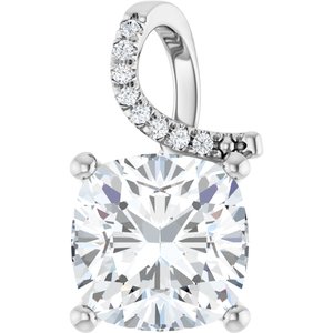 10K White Gold 11x11 mm Cushion Pendant Mounting