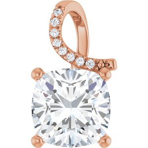 18K Rose Gold 11x11 mm Cushion Pendant Mounting