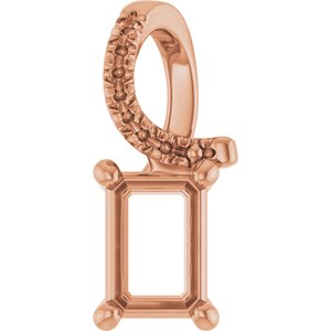 10K Rose Gold 6.5x4.5 mm Emerald Pendant Mounting – image 2