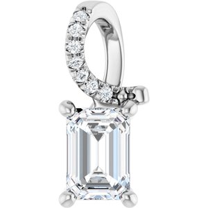 10K White Gold 6.5x4.5 mm Emerald Pendant Mounting