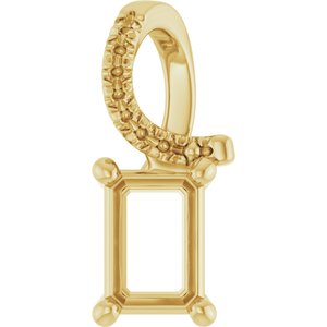 18K Yellow Gold 6.5x4.5 mm Emerald Pendant Mounting – image 2