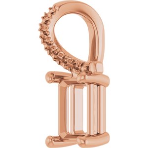 10K Rose Gold 6.5x4.5 mm Emerald Pendant Mounting – image 4