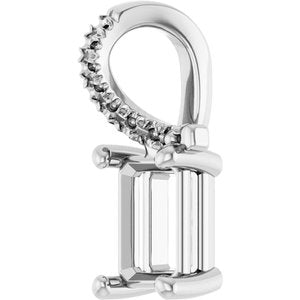 18K White Gold 6.5x4.5 mm Emerald Pendant Mounting – image 4