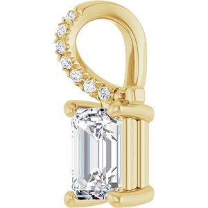 18K Yellow Gold 6.5x4.5 mm Emerald Pendant Mounting – image 3