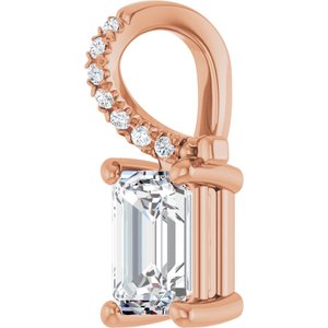 10K Rose Gold 6.5x4.5 mm Emerald Pendant Mounting – image 3