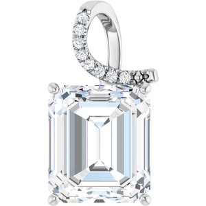 18K White Gold 15x13 mm Emerald Pendant Mounting